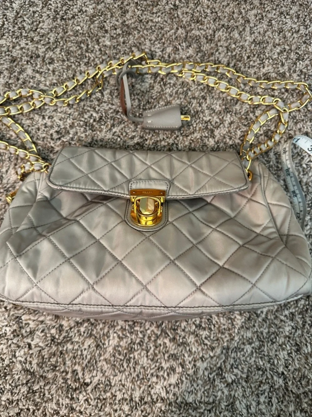 Prada Teessuto Impuntu Quilted Nylon Chain Flap Bag